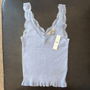 J Crew Lace Trim Ribbed Tank Top